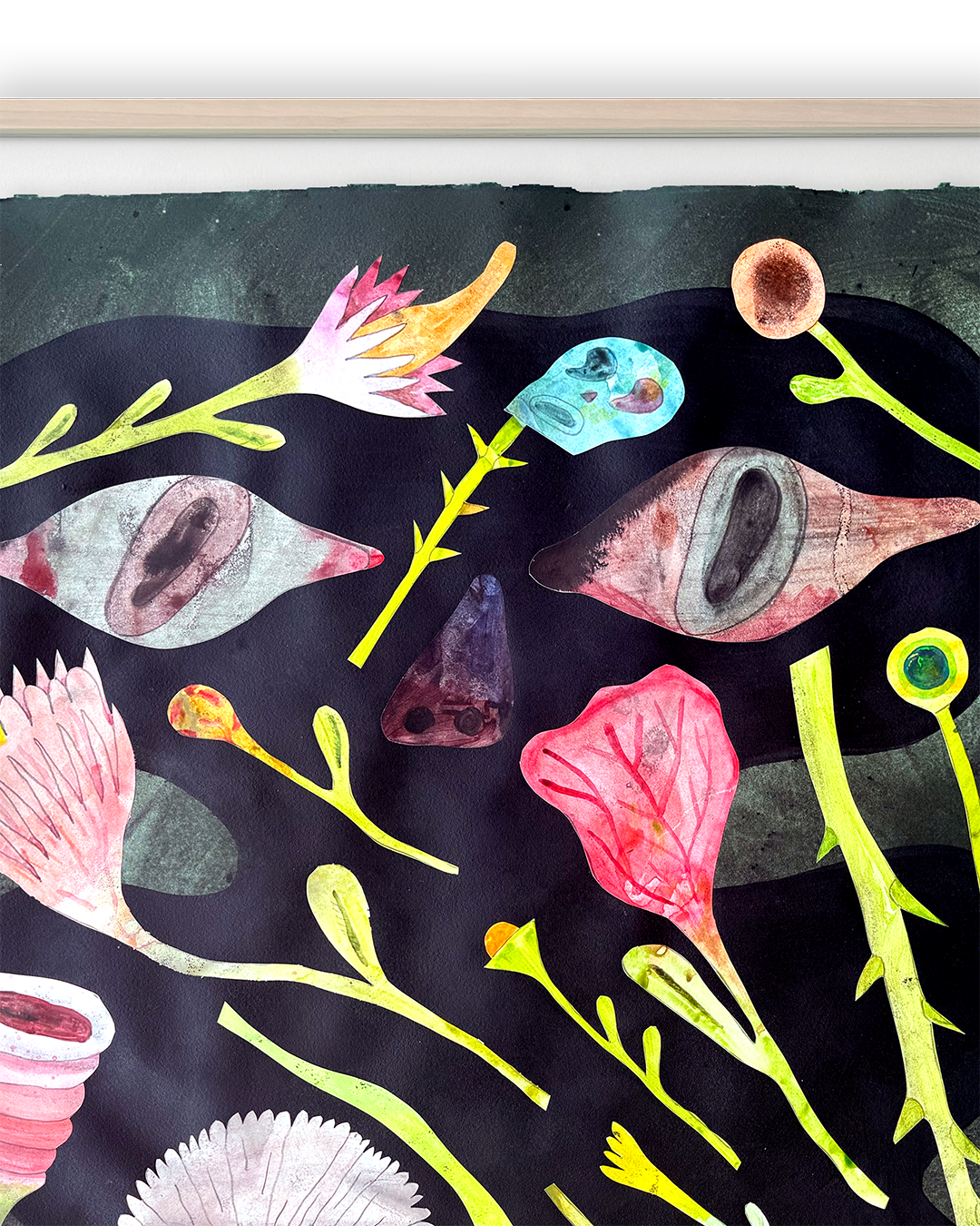Figure looking through Flowers